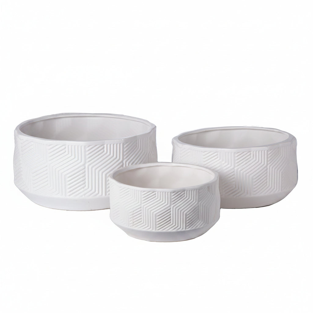 Michelle Geometric Ceramic Pots (Set of 3)