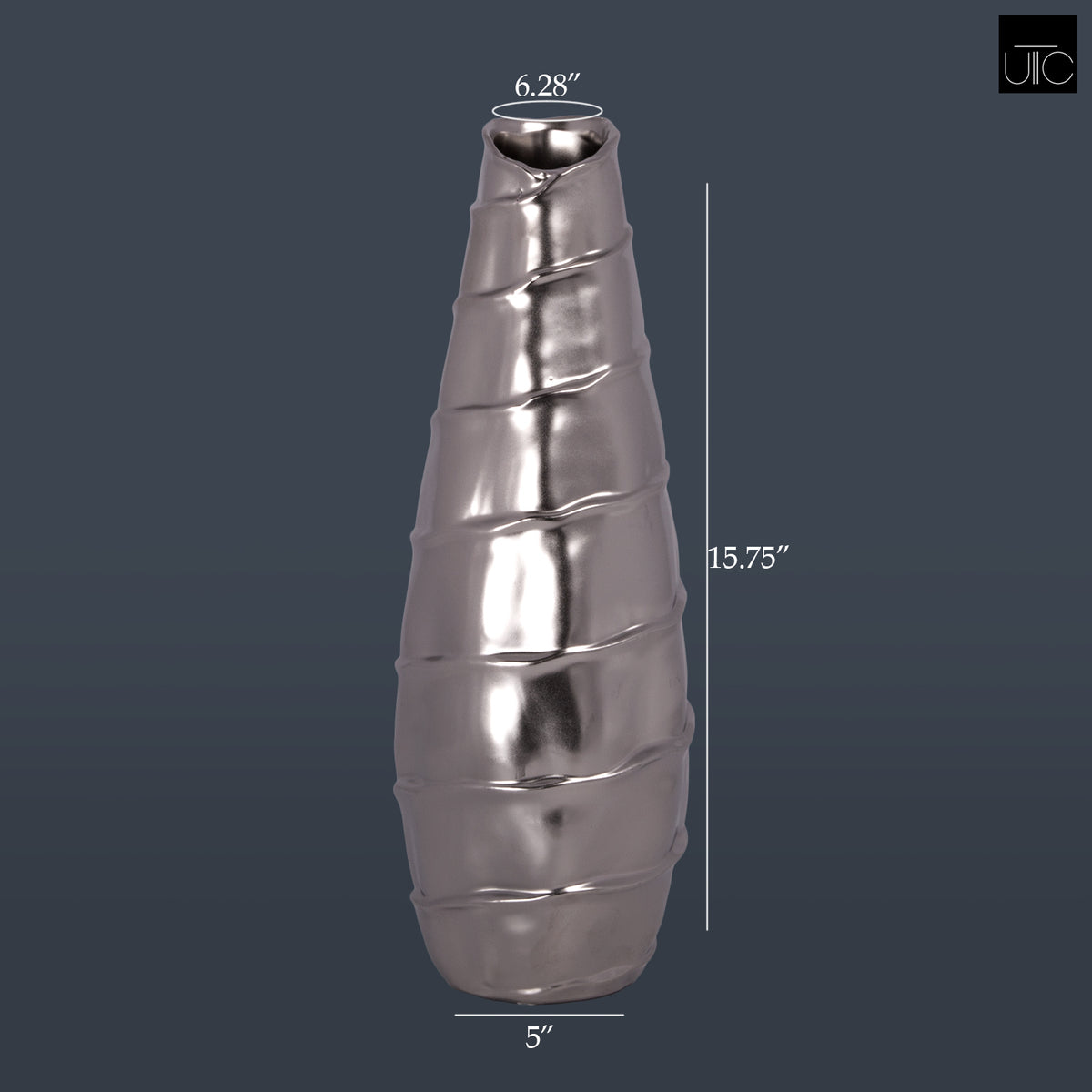 Sylvar Spiral Chrome Ceramic Vase