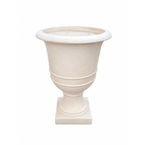 White decorative urn on a white background