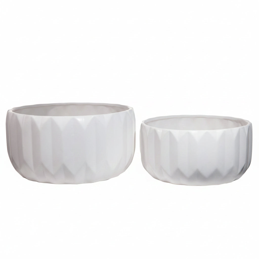 Haisley Oval Pattern Ceramic Pots (Set of 2)