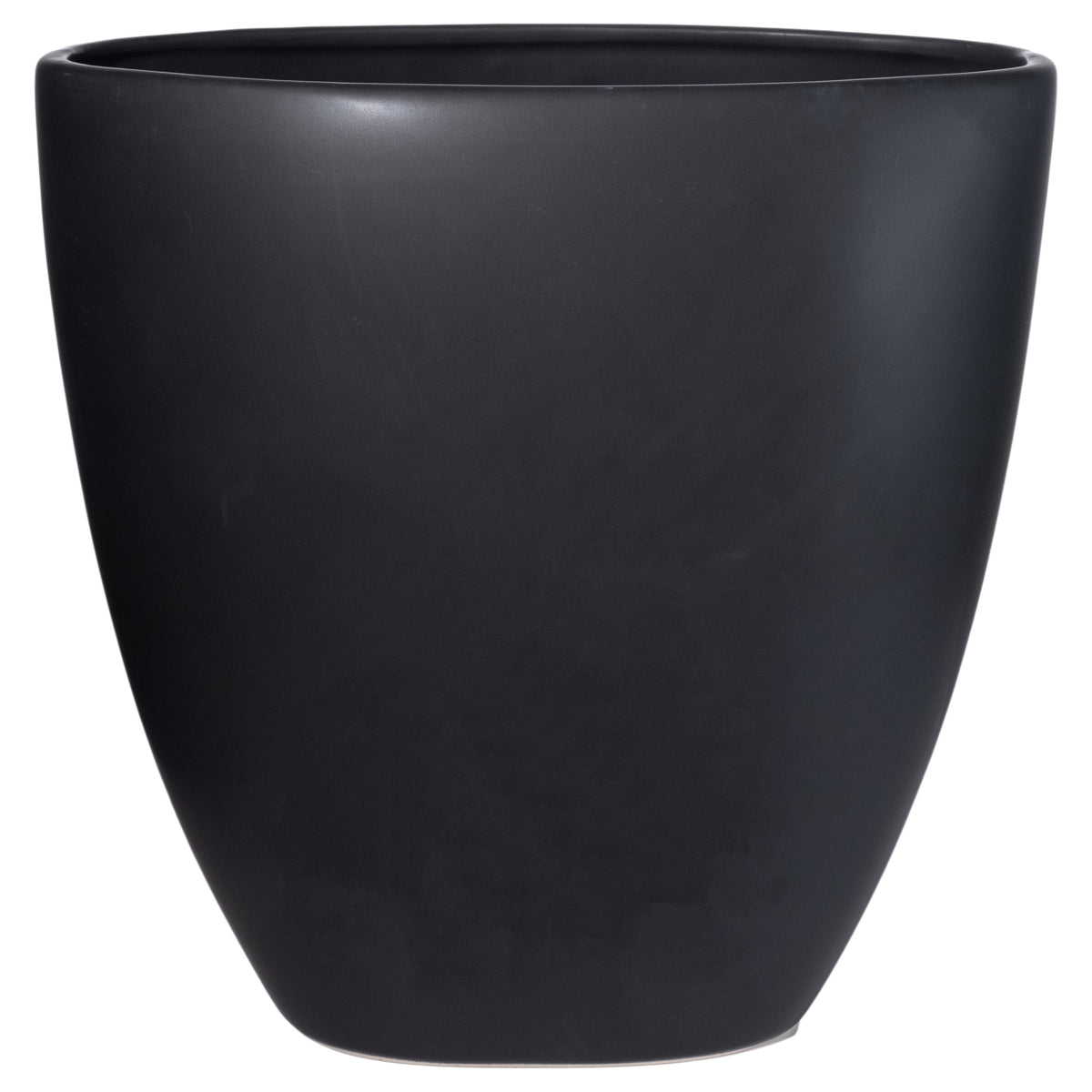 Ceramic oval pot with a matte white finish