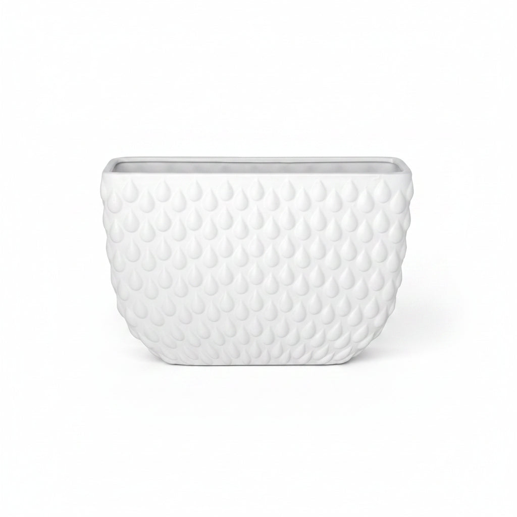 Elle Embossed Ceramic Rectangular Vase