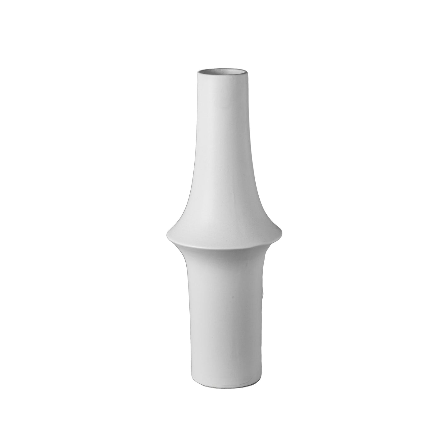 Juniper Ceramic Round Vase with Geometric Mid-Body Design