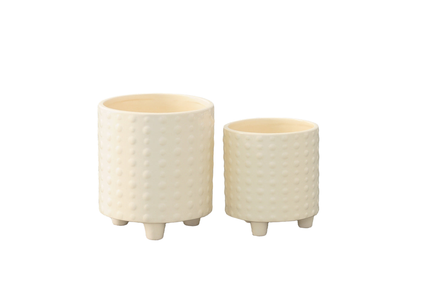 Ceramic Round Pot Gloss Finish Cream-5.50"H -148