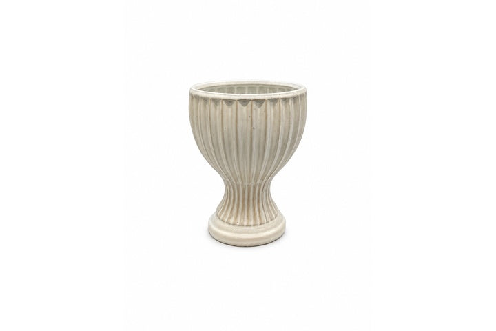 Elongated Hourglass Pedestal Ceramic Flower Pot