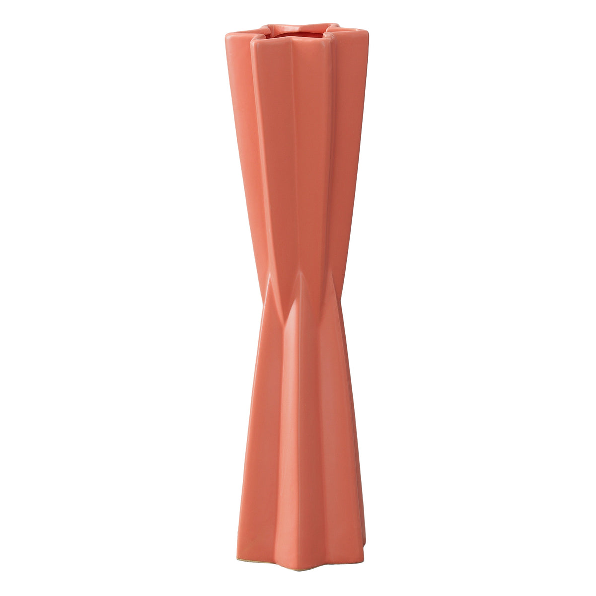 Coral-colored vase on a white background