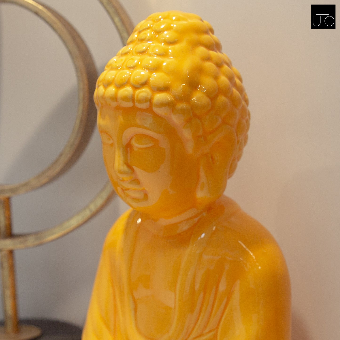 Ceramic Figurine Gloss Finish Yellow 12.5"H