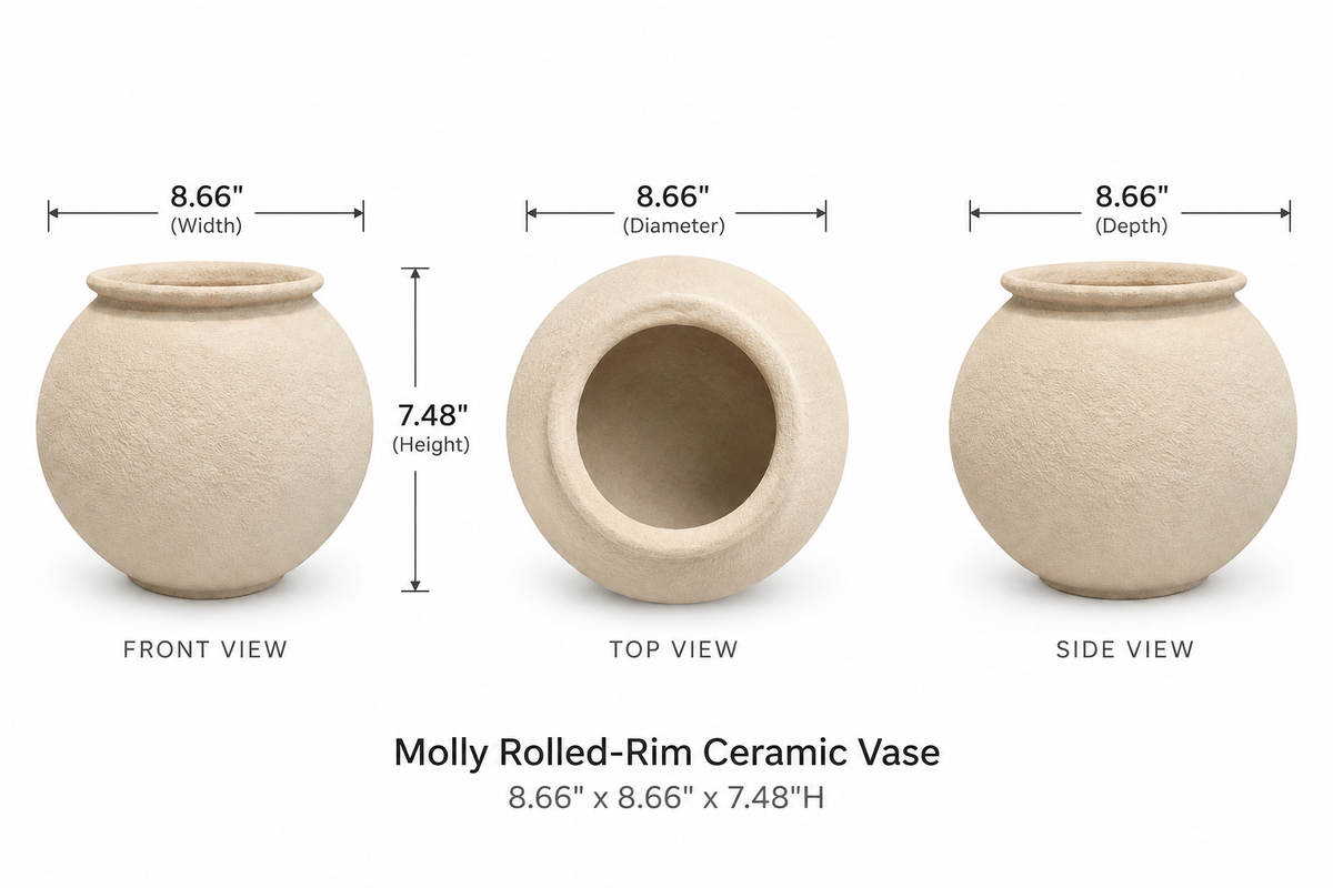 Molly Rolled-Rim Ceramic Vase