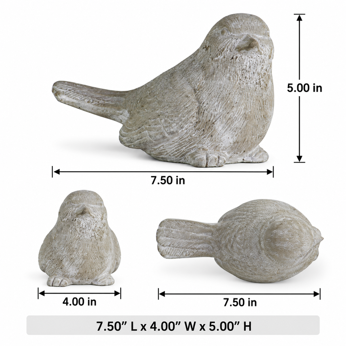 Cato Sitting Bird Cement Figurine