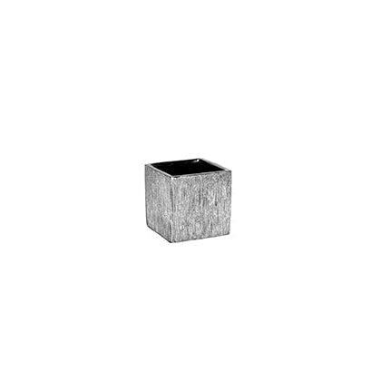 Square planter with a textured surface on a white background