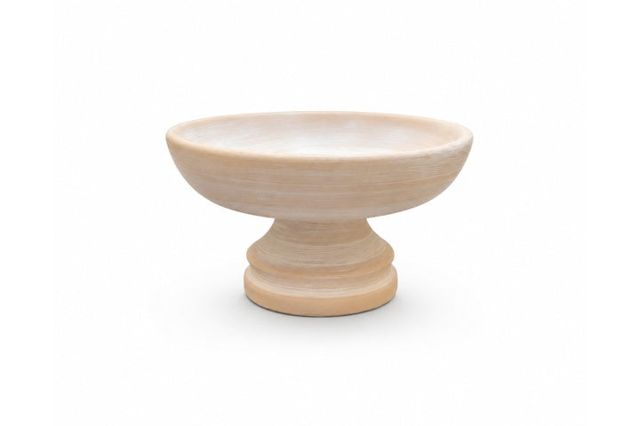 Cement Compote Elevated Wide Bowl with Short Pedestal
