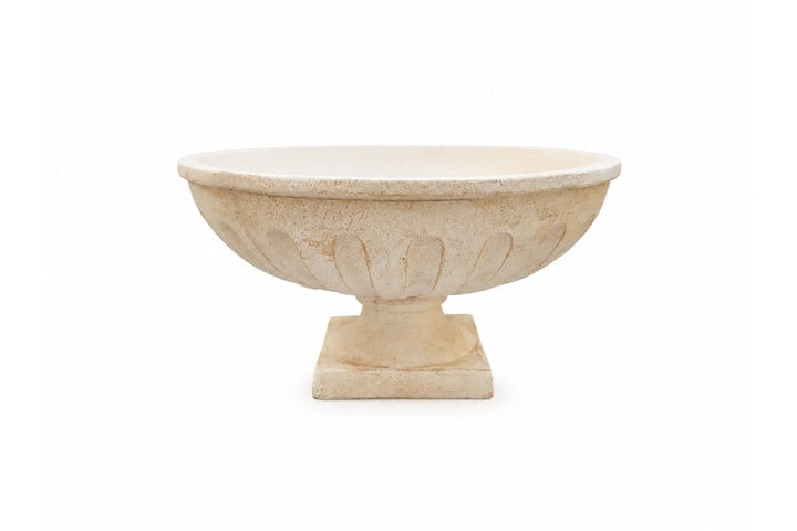 Cement Fluted Petal Wide Bowl