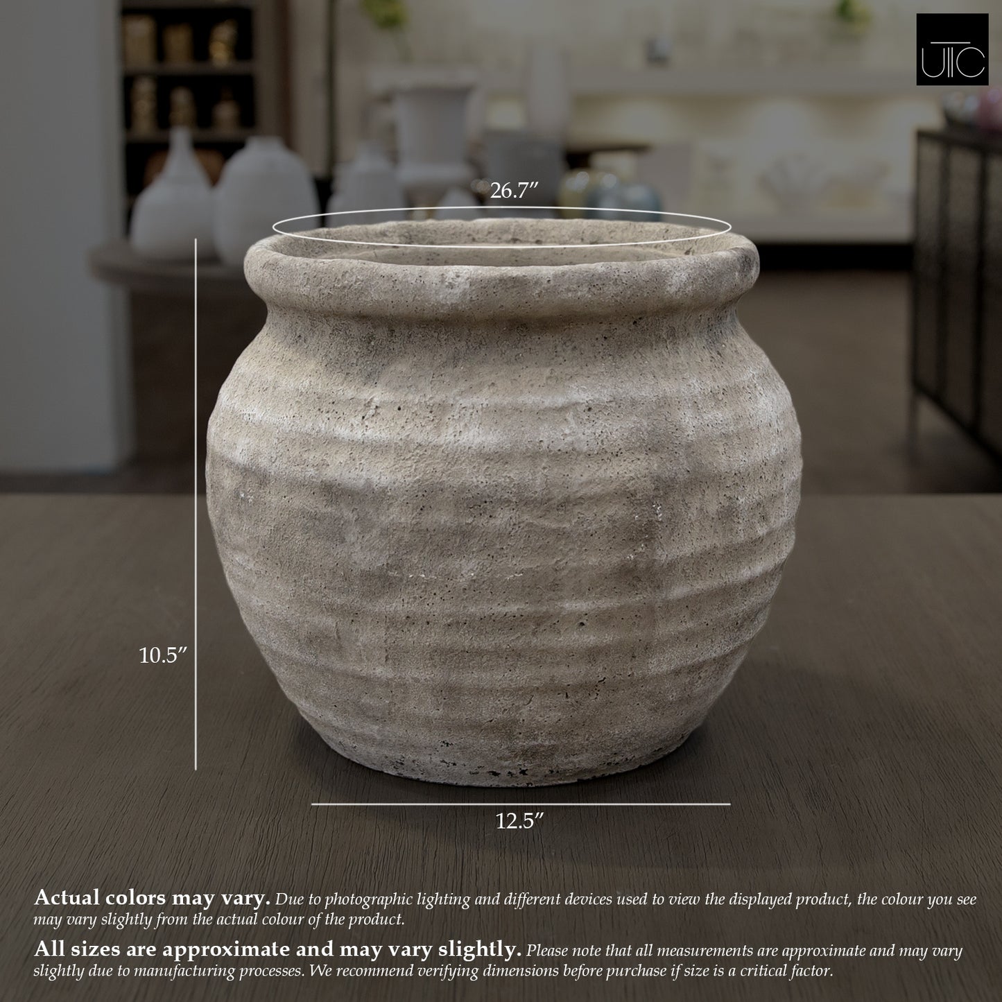 Della Rustic Jar-Style Cement Planter