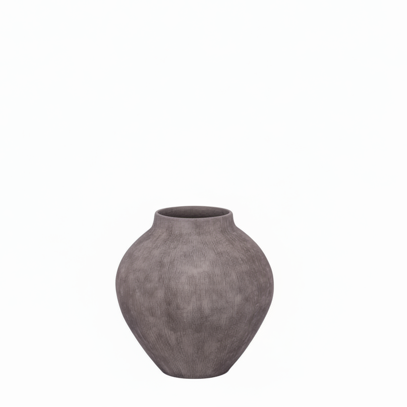 Pavati Ribbed Terracotta Egg-Shaped Vase