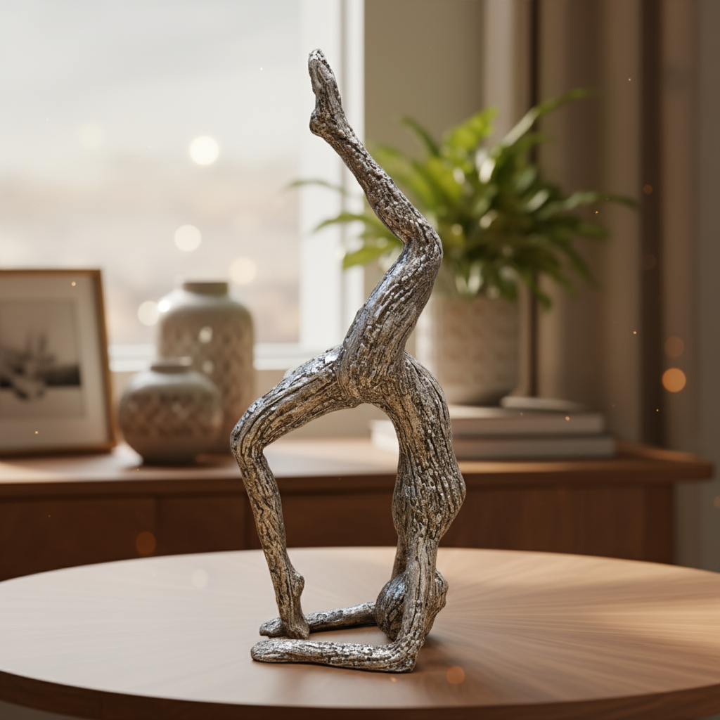 Kendall Polyresin Charcoal Yoga Lady Antique