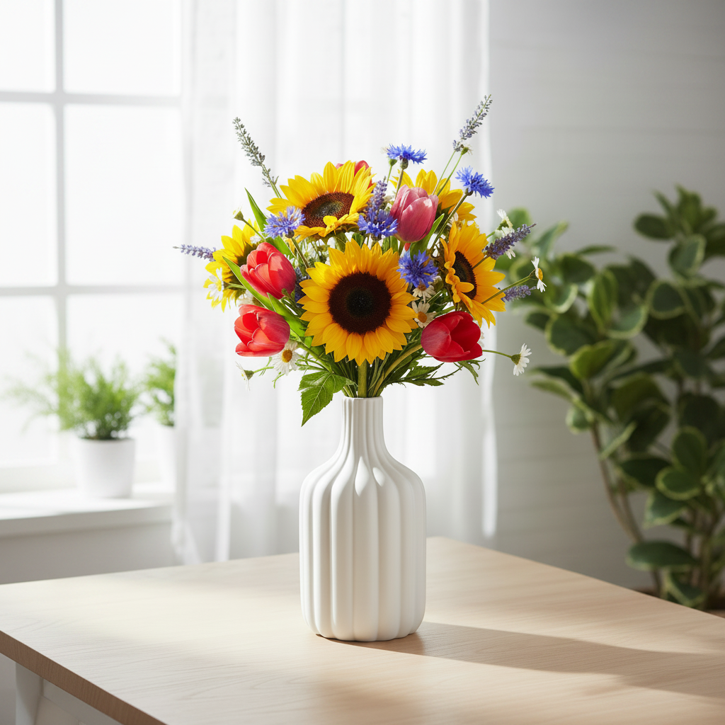 Andi Ribbed Ceramic Bottle Vase