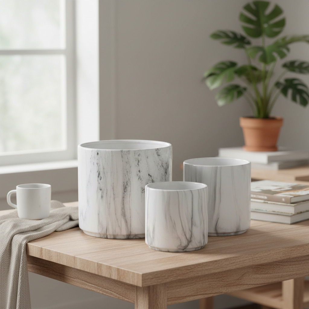 Nava Abstract Ceramic Pots (Set of 3)