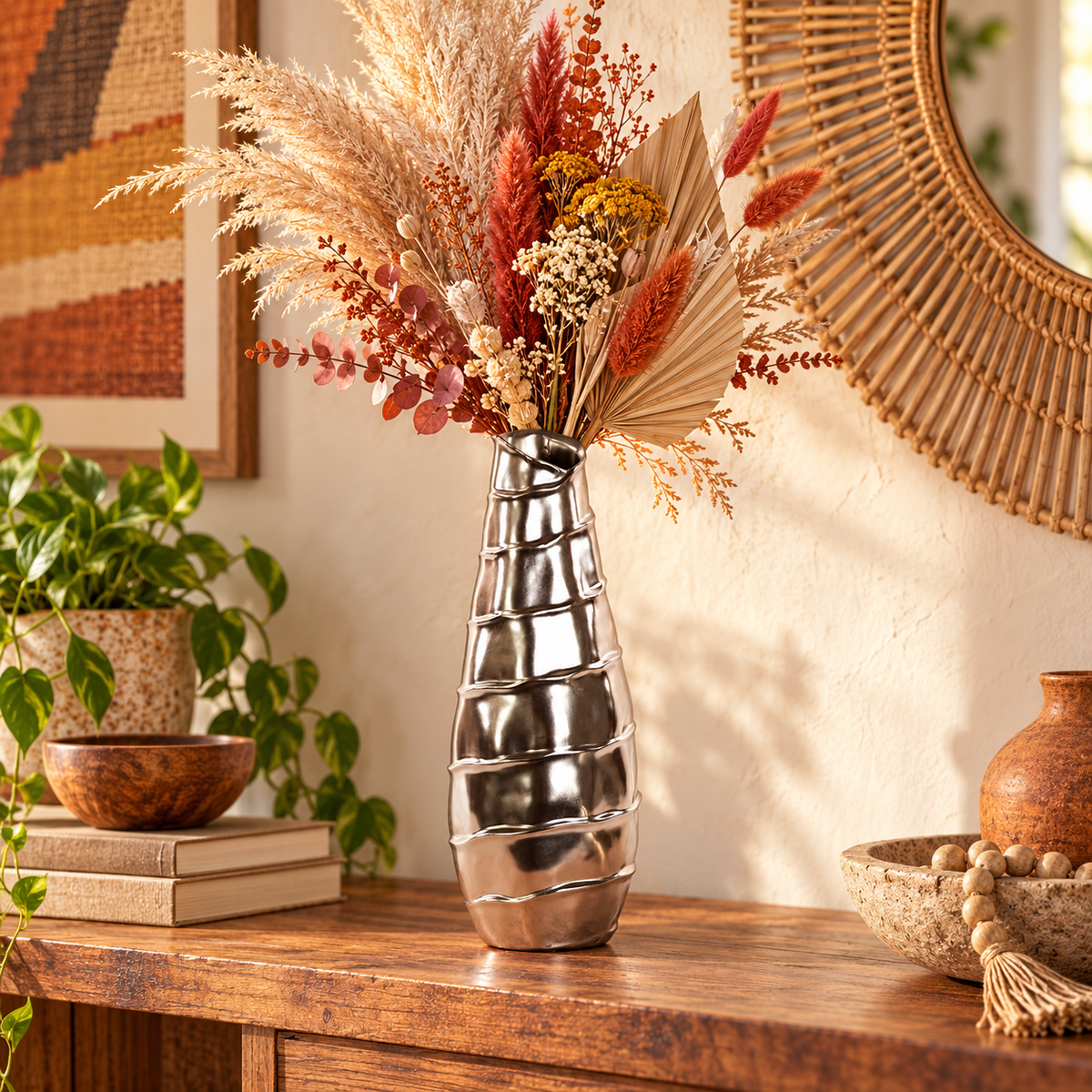 Sylvar Spiral Chrome Ceramic Vase