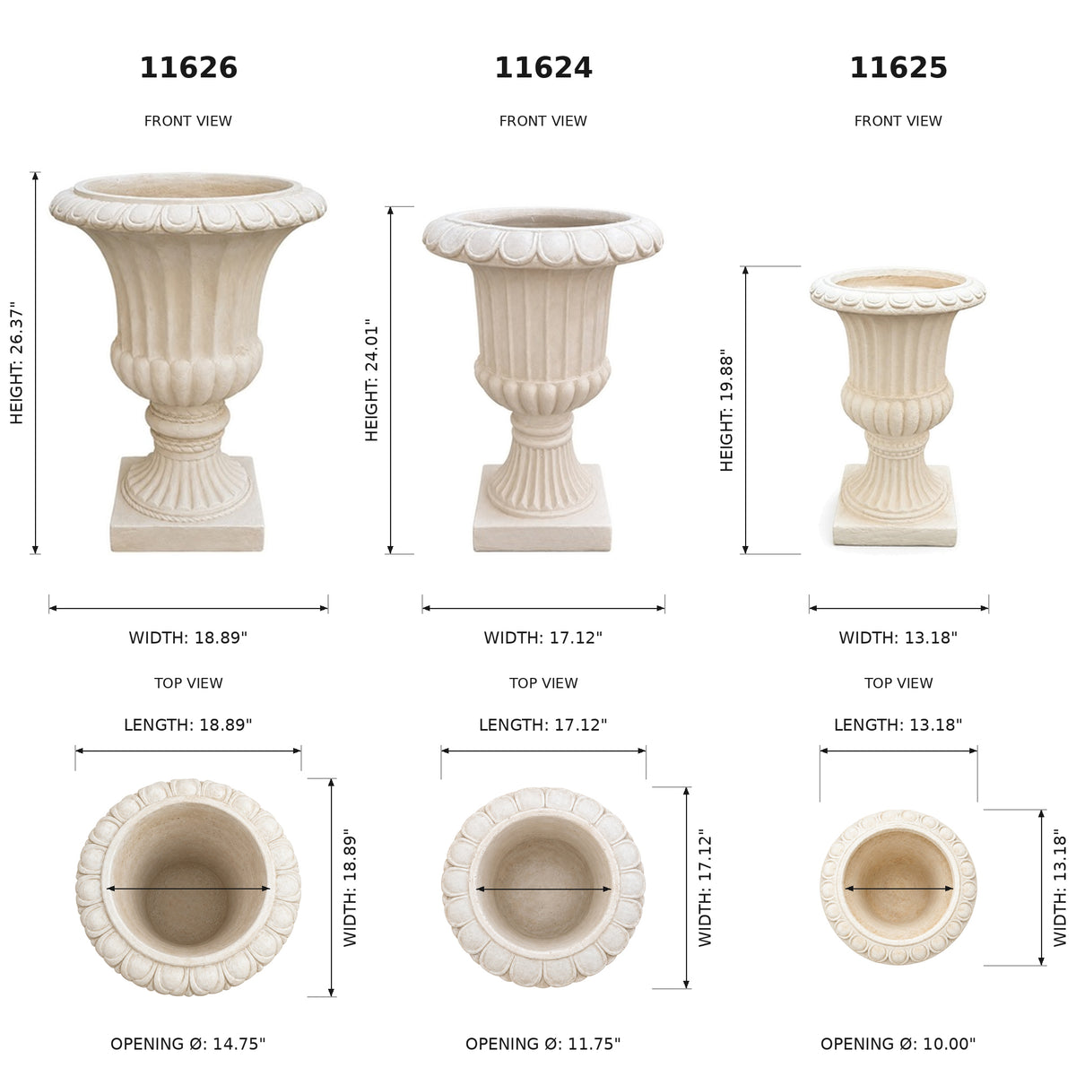Ora Antique-Style Fiberglass Urn Planter
