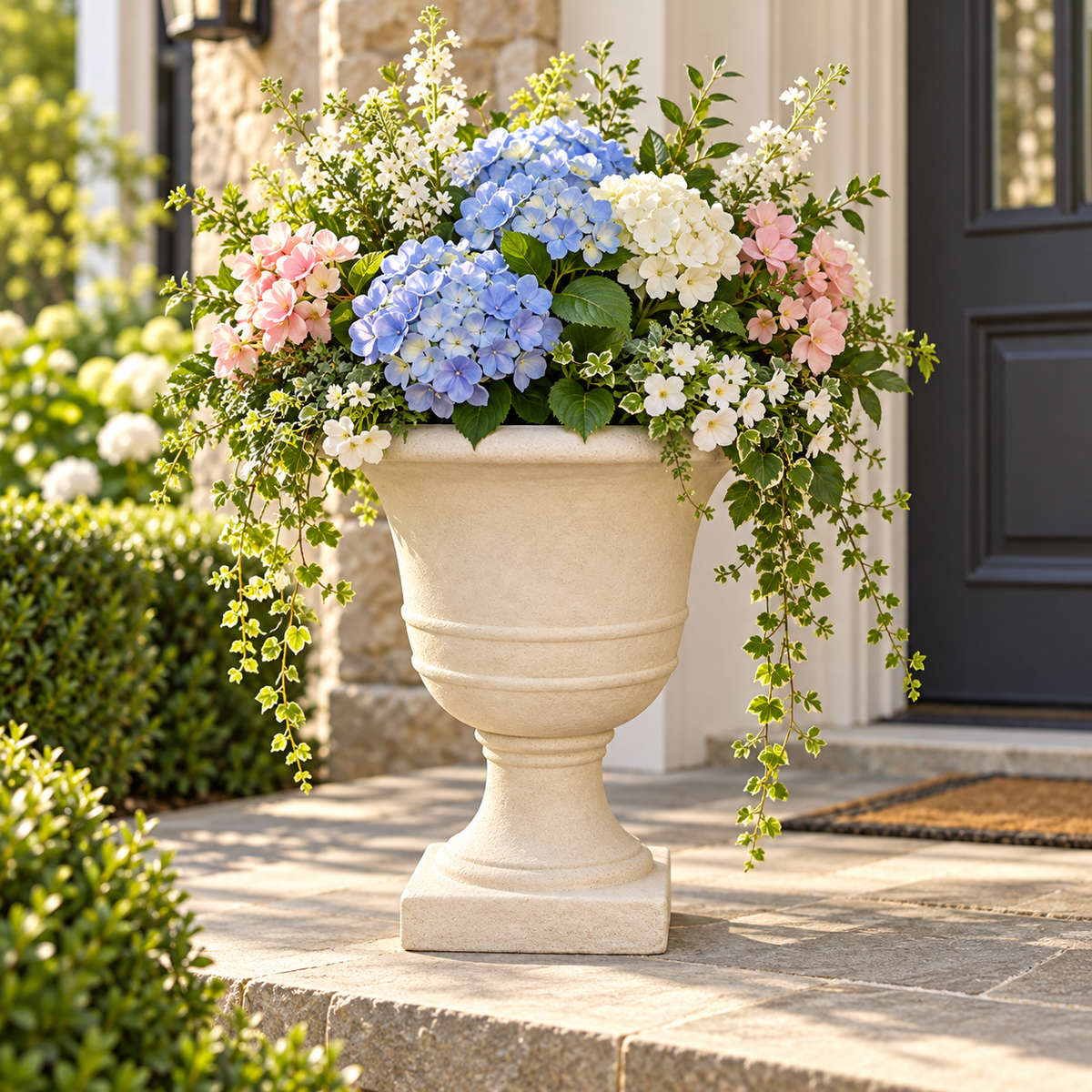 Nola Pedestal Urn Fiberglass Planter