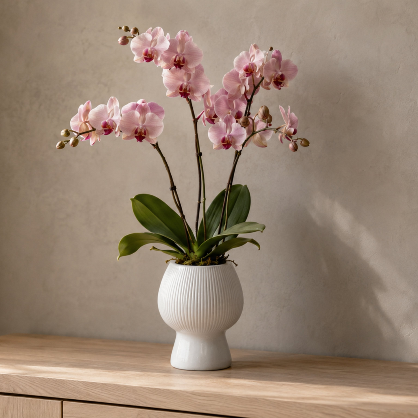 Zoryana Sculpted Stoneware Pot with Pedestal Base