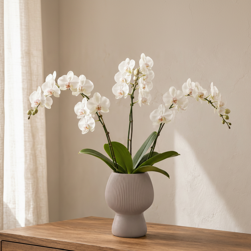 Zoryana Sculpted Stoneware Pot with Pedestal Base