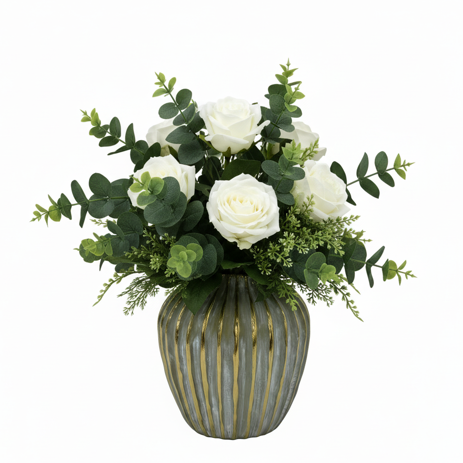 Darice Ribbed Ceramic Decorative Vase