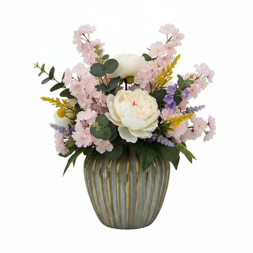 Darice Ribbed Ceramic Decorative Vase