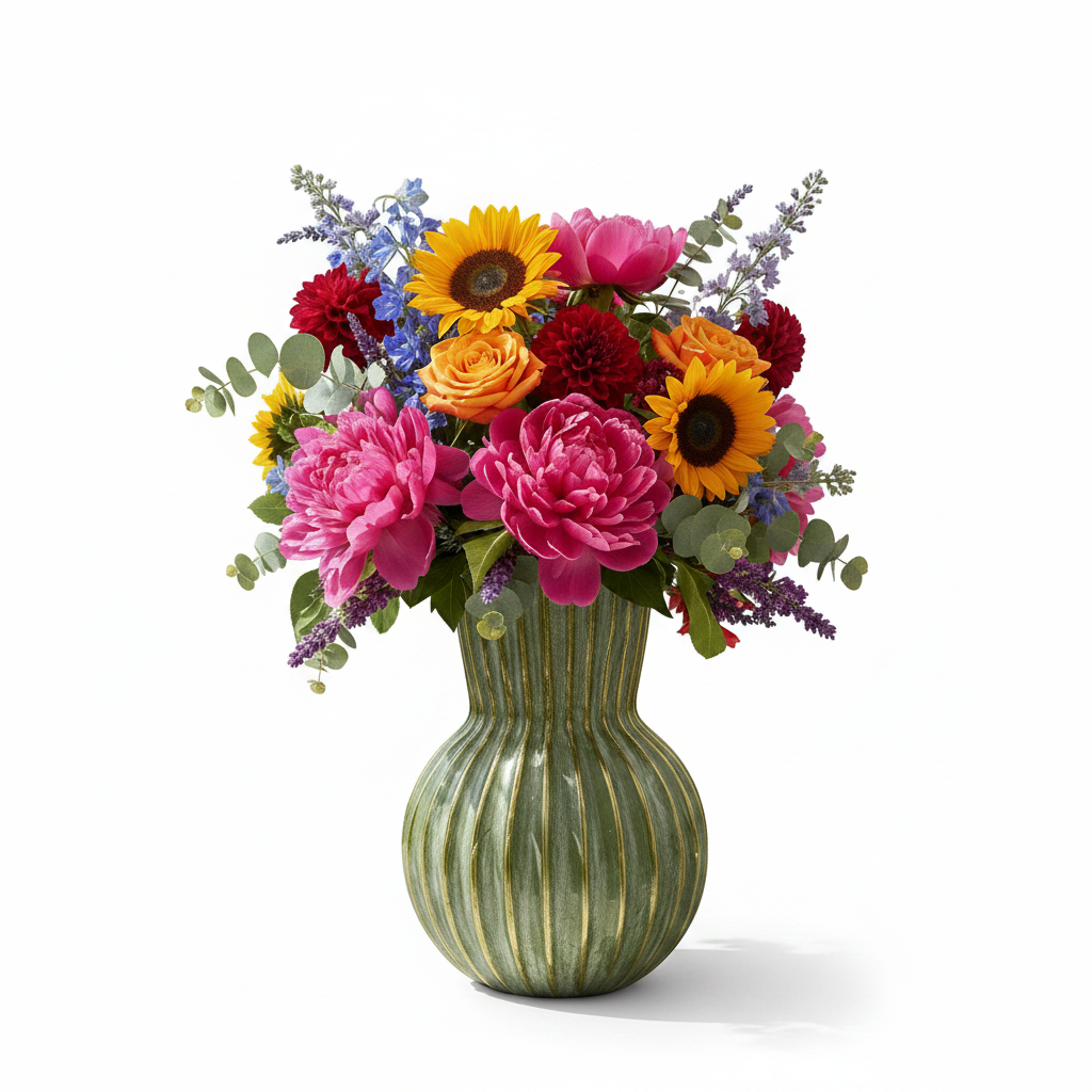 Farrin Ribbed Ceramic Decorative Vase