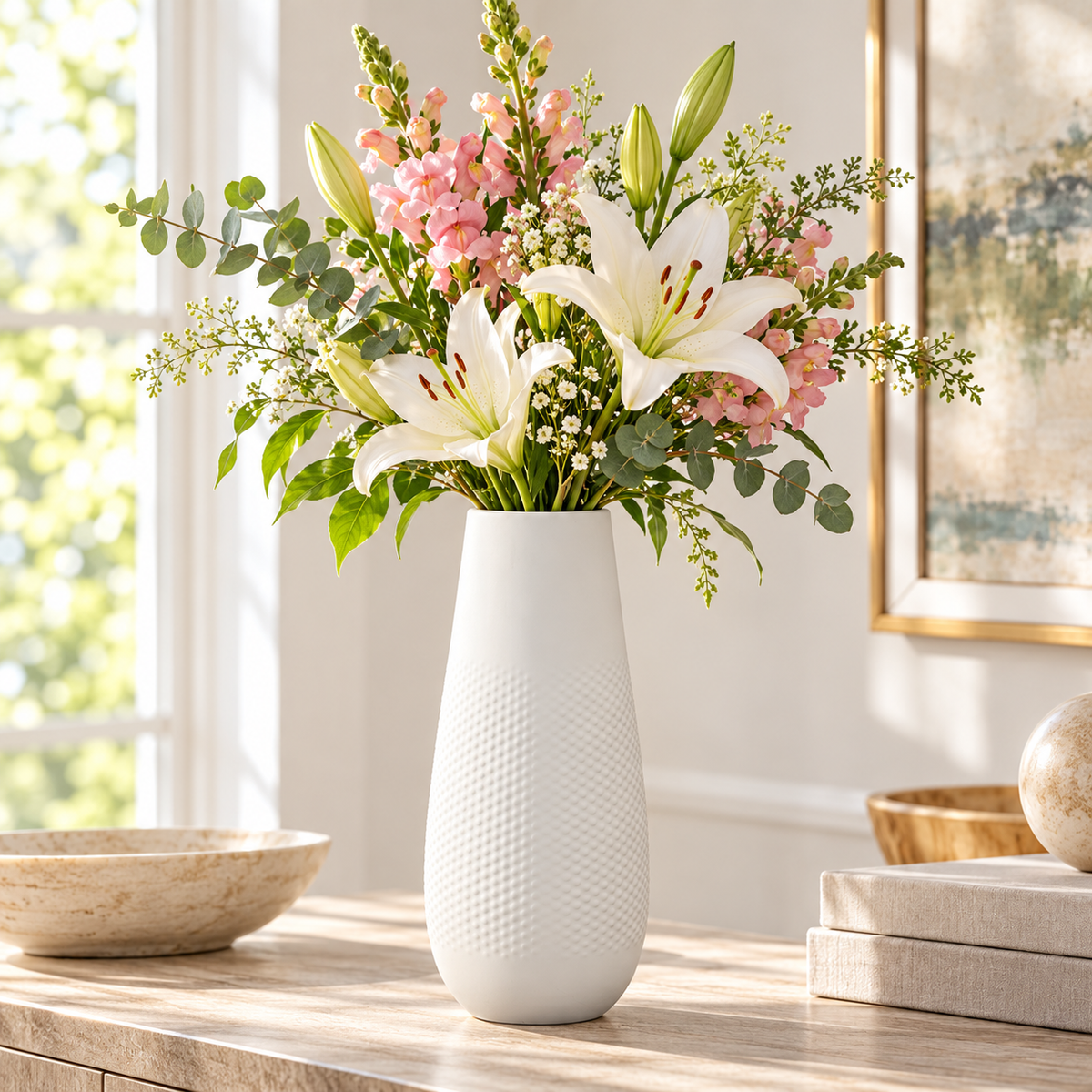 Jax Embossed Dot Ceramic Vase