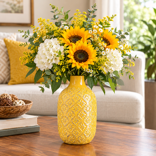 Faryn Distressed Diamond Pattern Vase
