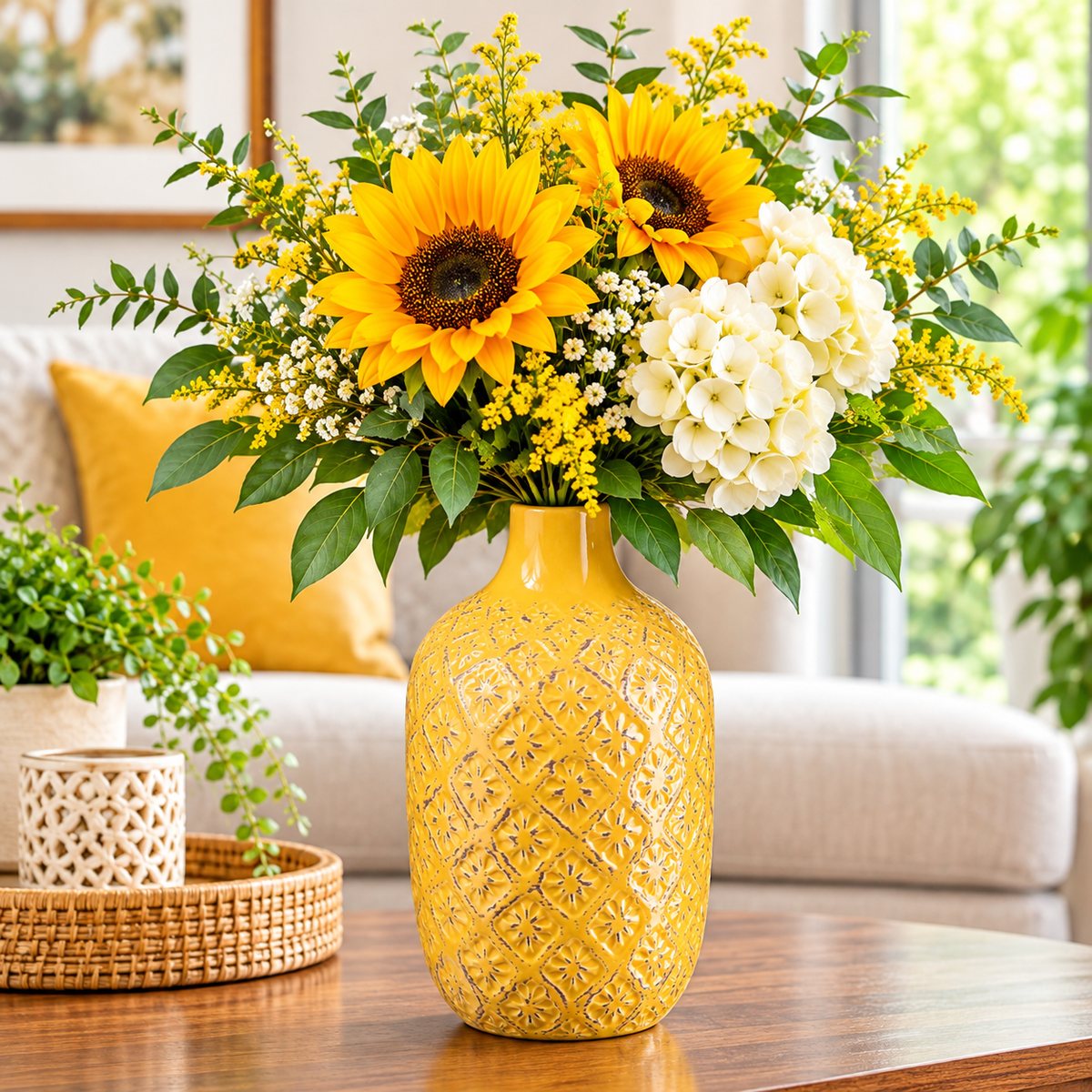 Faryn Distressed Diamond Pattern Vase