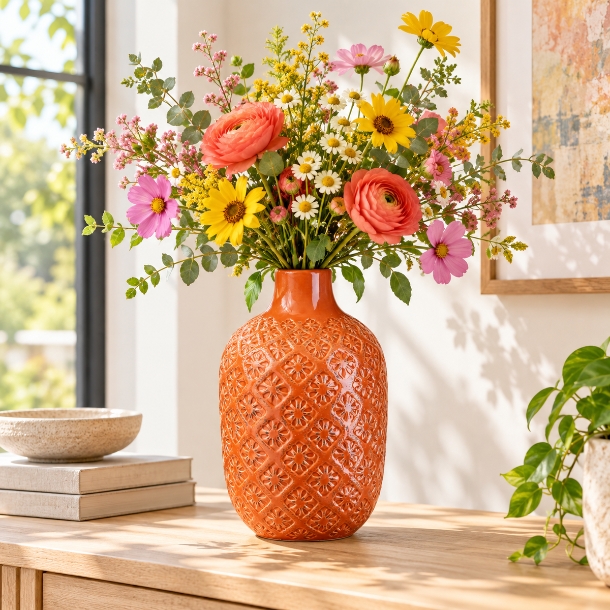 Faryn Distressed Diamond Pattern Vase