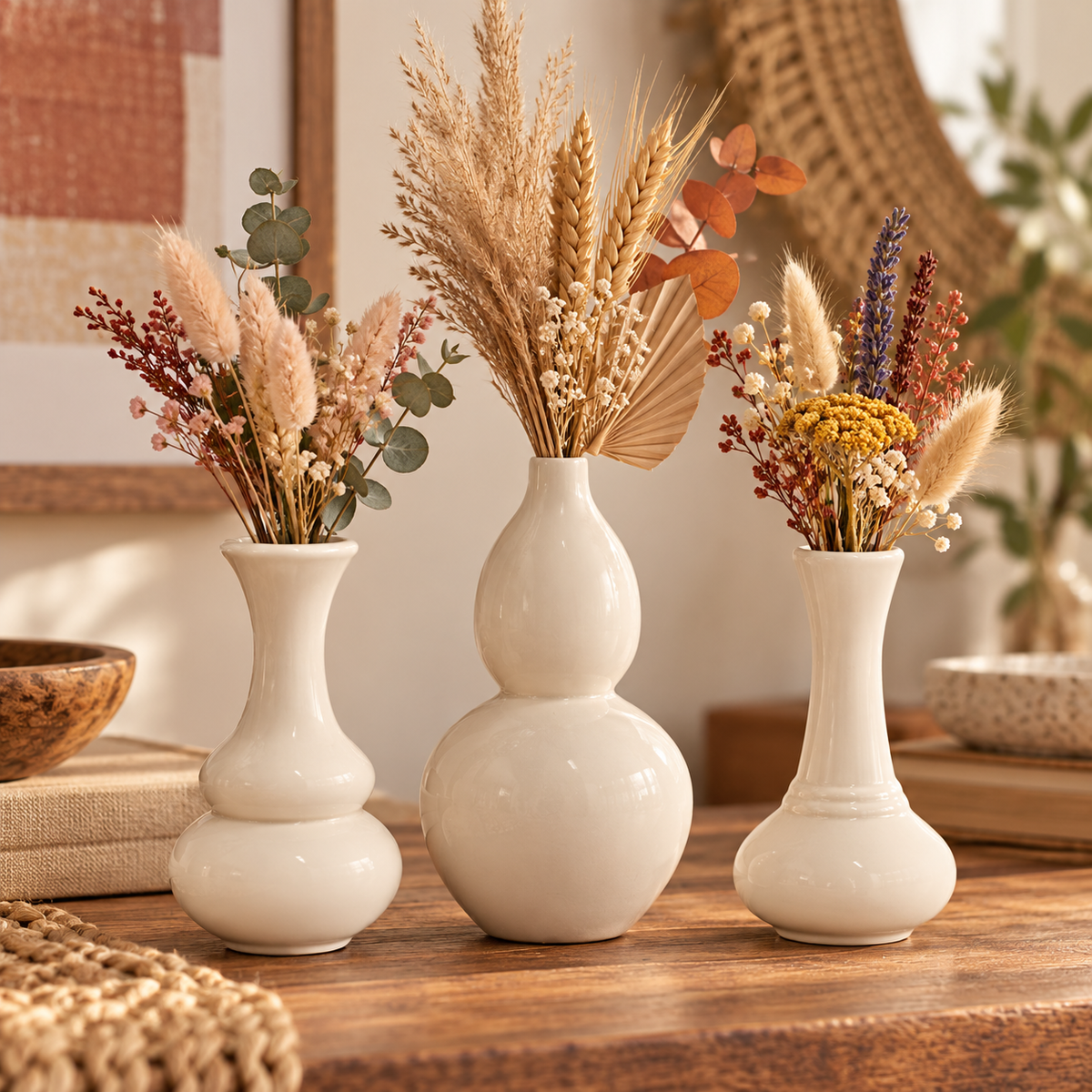Naelle Ceramic Trumpet Vase Set (Set of 3)