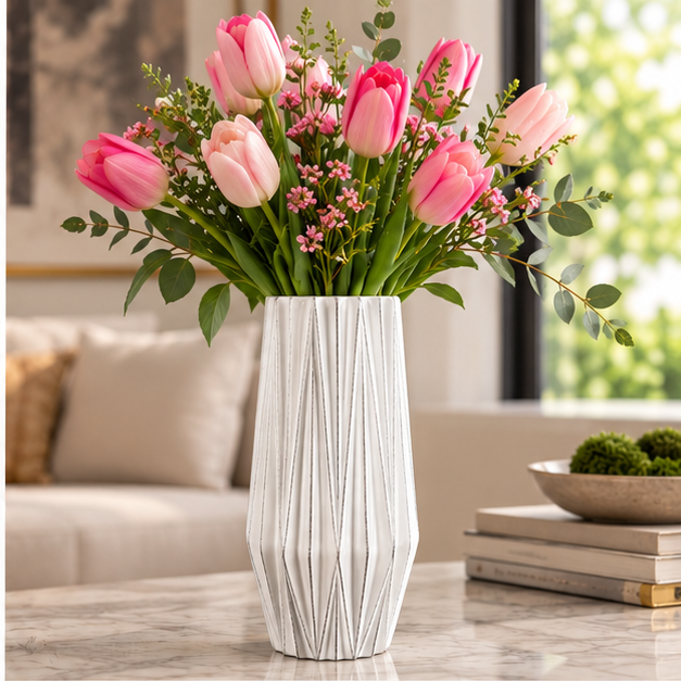 Nexley Embossed Spike Ceramic Vase