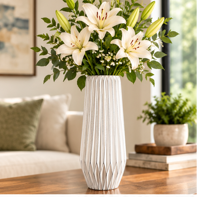 Nexley Embossed Spike Ceramic Vase