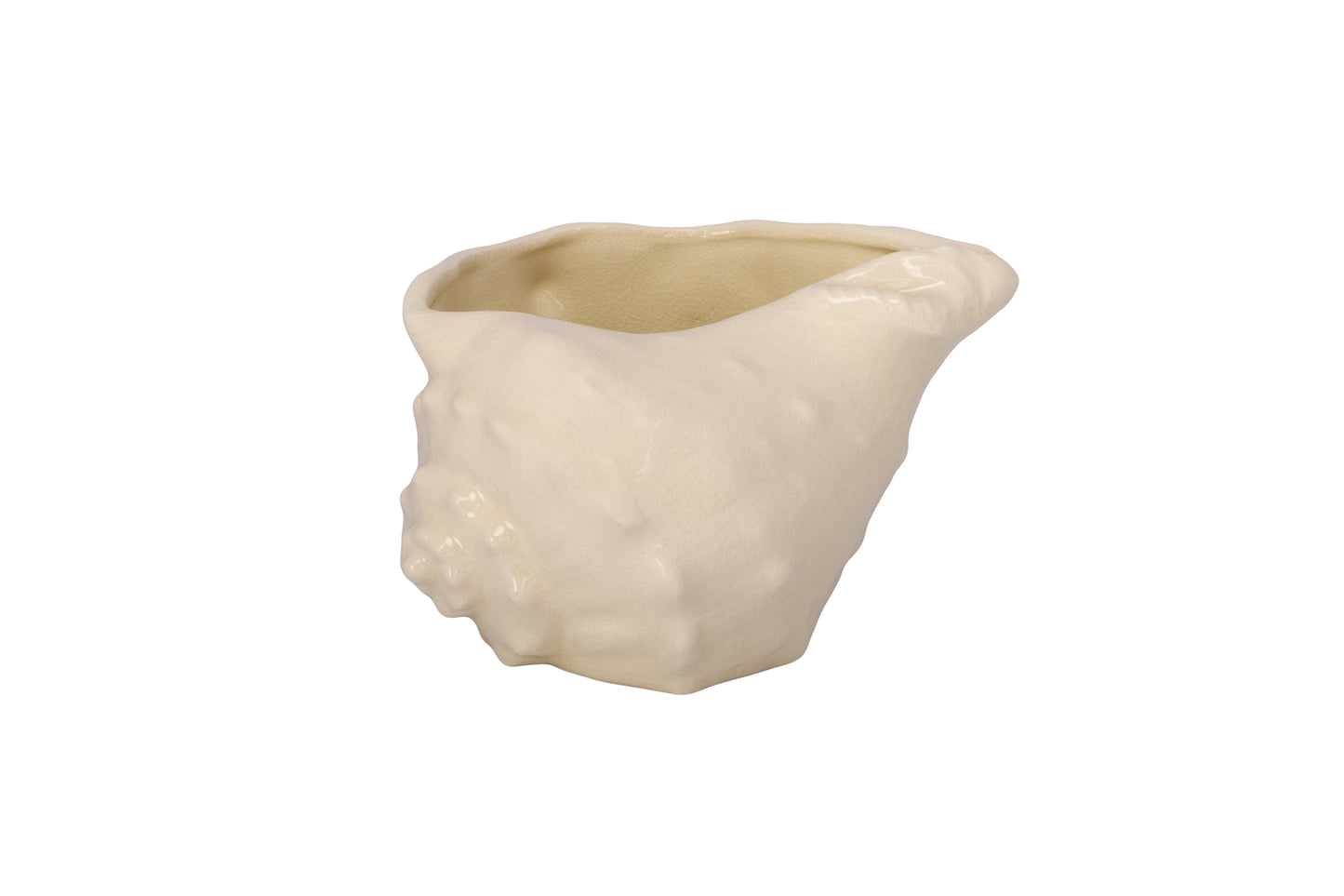 Aqua White Ceramic Shell Planter Decorative Pot