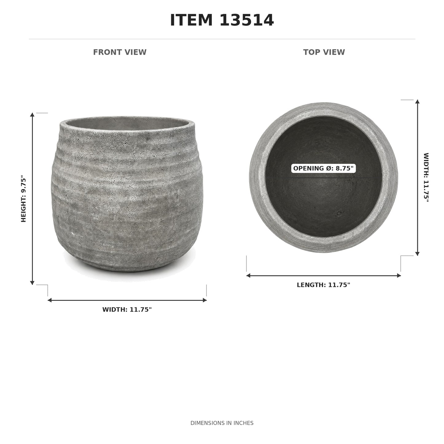 Larysa Ribbed Cement Planter