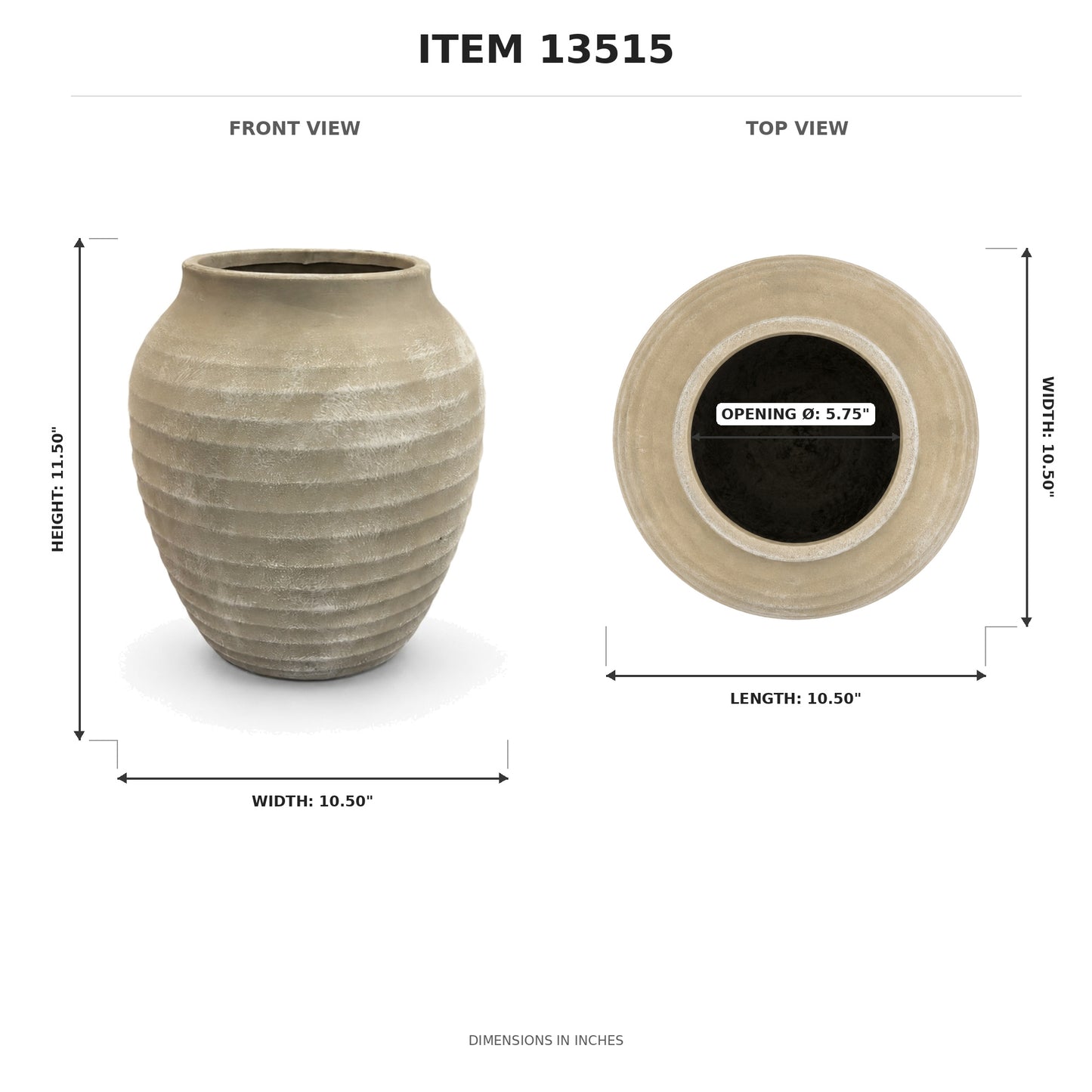 Kira Ribbed Amphora-Style Cement Planter