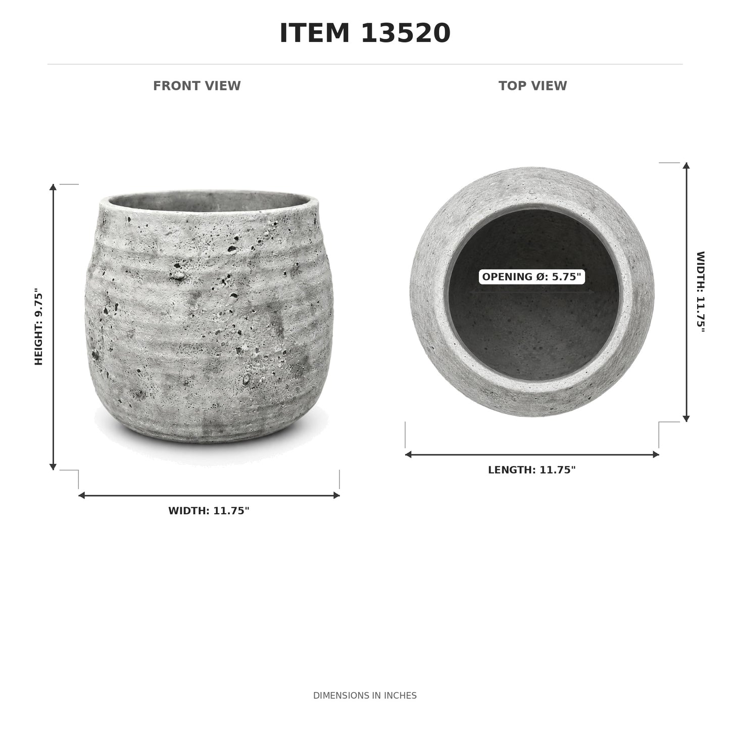 Larysa Ribbed Cement Planter