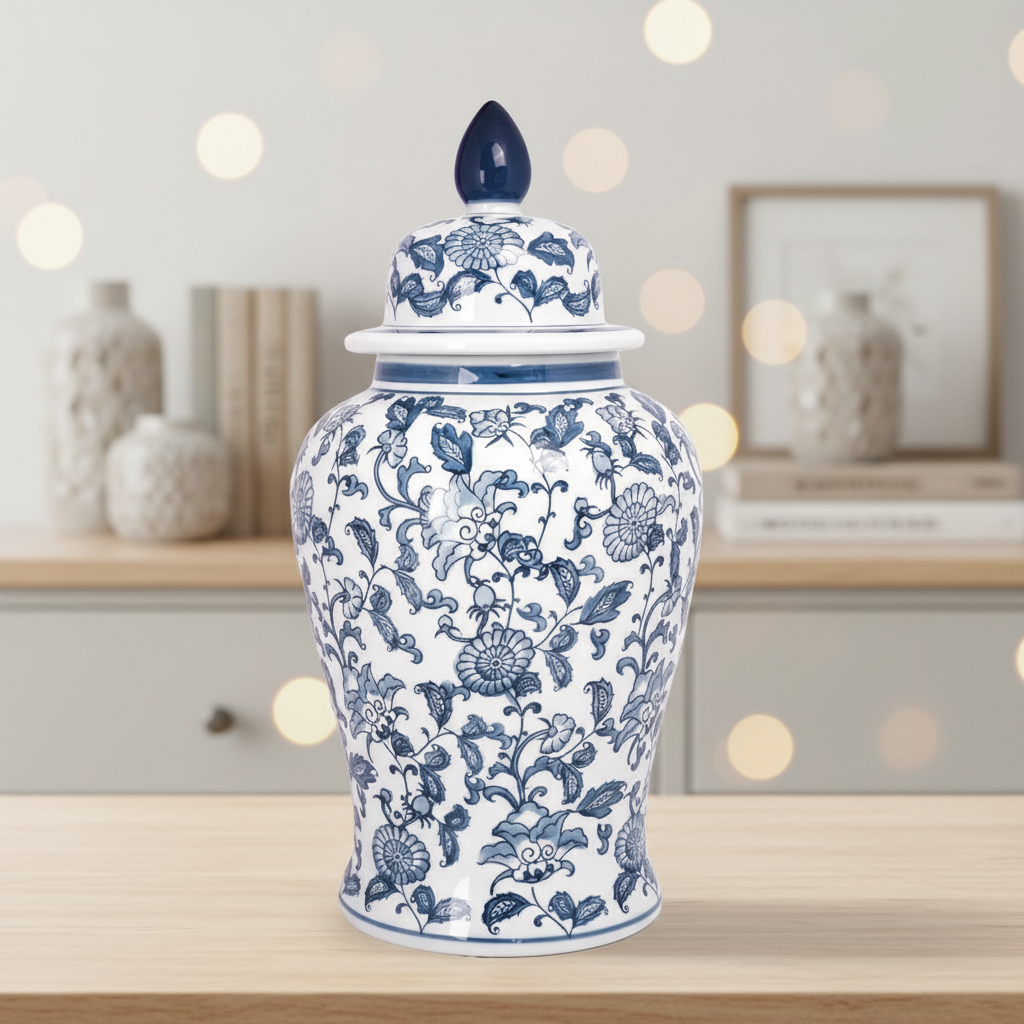 Madeleine Ceramic Round Bellied Ginger/Temple Jar