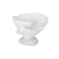 A white textured decorative bowl with a flared rim and pedestal base, shown on a plain white background.