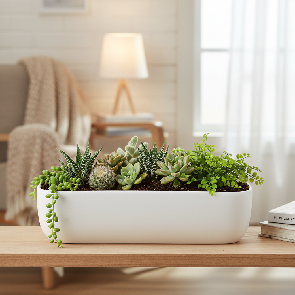 Laney Low Oval Ceramic Planter