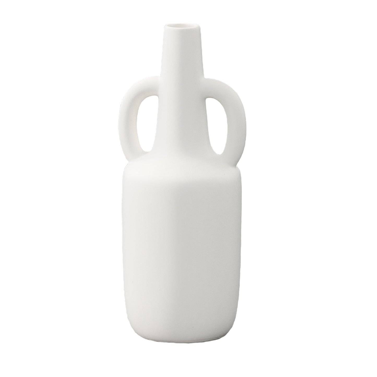 Milenne White Ring-Handled Ceramic Vase