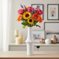 Juniper Ceramic Round Vase with Geometric Mid-Body Design