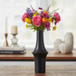 Juniper Ceramic Round Vase with Geometric Mid-Body Design