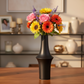 Juniper Ceramic Round Vase with Geometric Mid-Body Design
