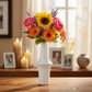 Juniper Ceramic Round Vase with Geometric Mid-Body Design