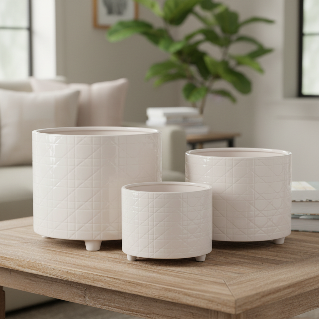 Ovie Diamond Ceramic Planters (Set of 3)