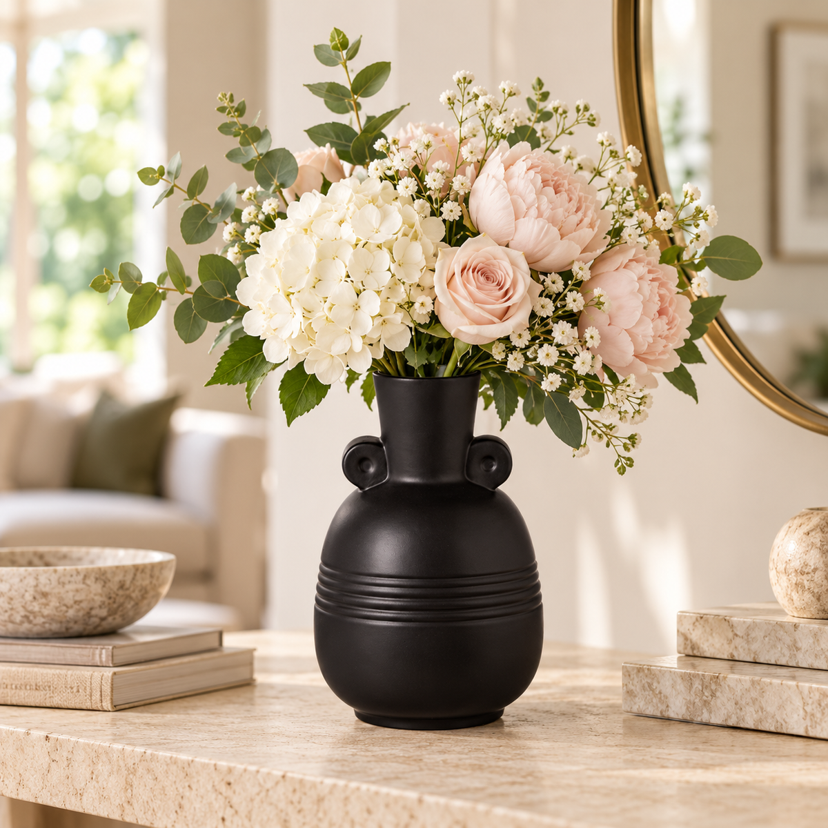 Vesari Embossed Banded Ceramic Vase